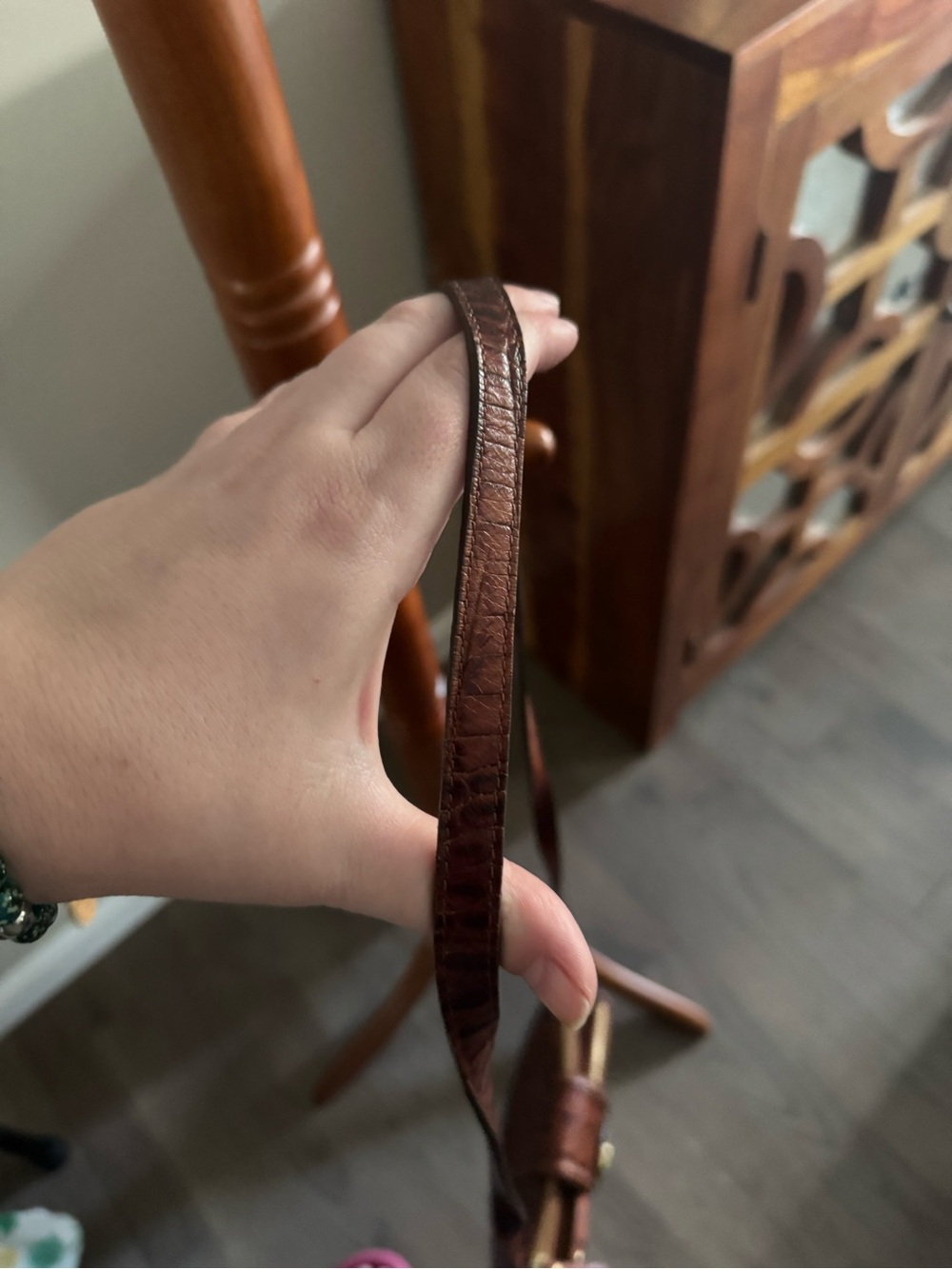 Vintage Brahmin Brown Crocodile Embossed Leather Crossbody Shoulder Bag Purse - Picture 10 of 10